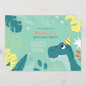 Birthday Dinosaur Party Kaart (Voorkant / Achterkant)