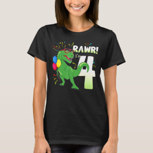 Birthday Dinosaur Rex Rawr Im 4 jaar oude jongens T-shirt