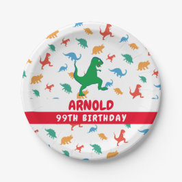 Birthday Dinosaur T Rex Colorful Jurassic Kind nam Papieren Bordje