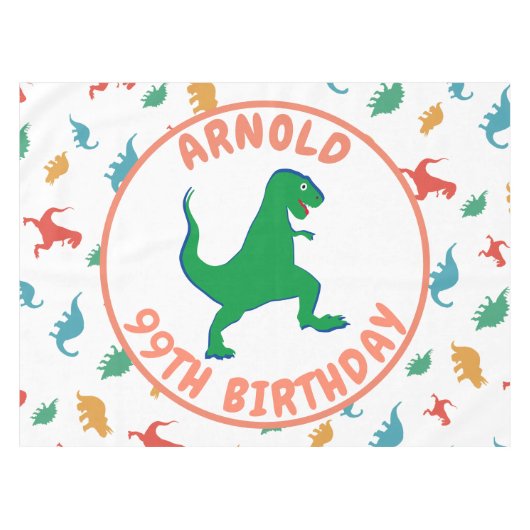 Birthday Dinosaur T Rex Kinder Jurassic Animals Tafelkleed (Voorkant (Horizontaal))