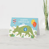 Birthday Dinosaur Triceratops Eigen naam Leeftijd Kaart (Voorkant)
