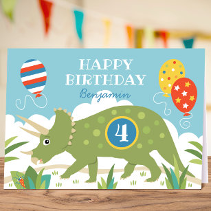 Birthday Dinosaur Triceratops Eigen naam Leeftijd Kaart