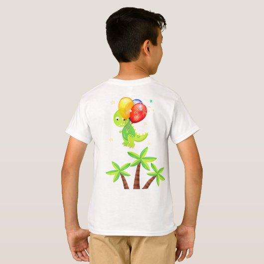 Birthday Dinosaurs en ballonnen op maat T-shirt (Achterkant volledig)