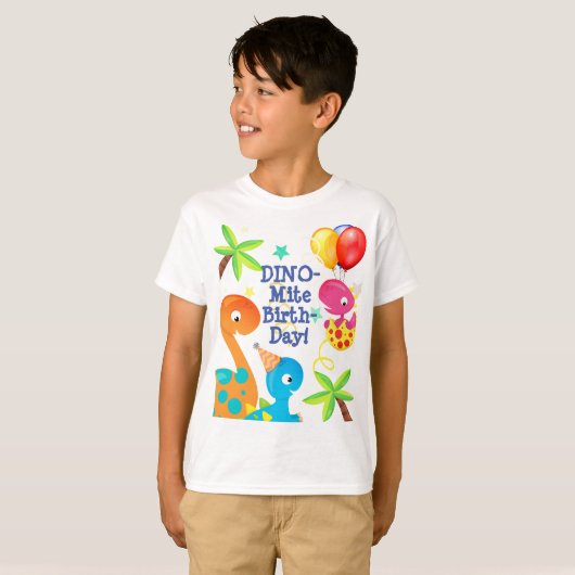 Birthday Dinosaurs en ballonnen op maat T-shirt (Voorkant volledig)