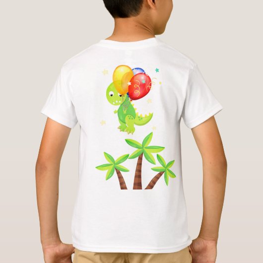 Birthday Dinosaurs en ballonnen op maat T-shirt (Achterkant)