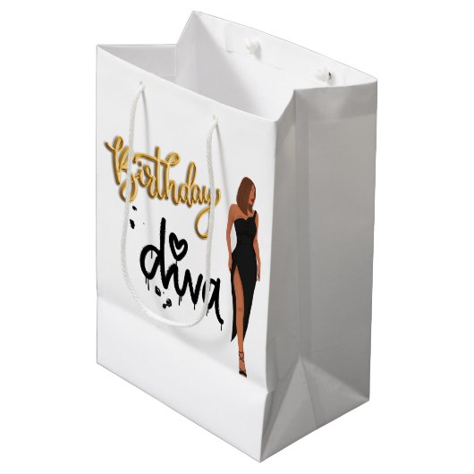 Birthday Diva Gift Bag Medium Cadeauzakje (Voorkant Gekanteld)