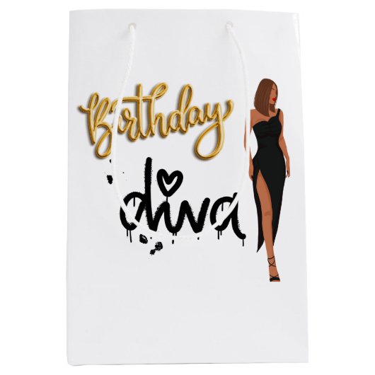 Birthday Diva Gift Bag Medium Cadeauzakje (Voorkant)
