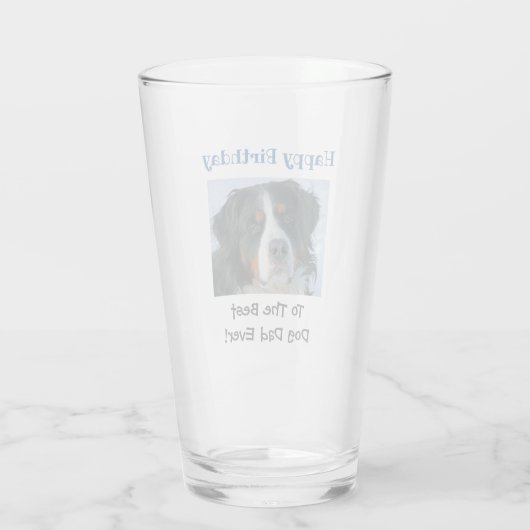 Birthday Dog Dad Best Ever Pet Photo Beer Pint Glas (Achterkant)