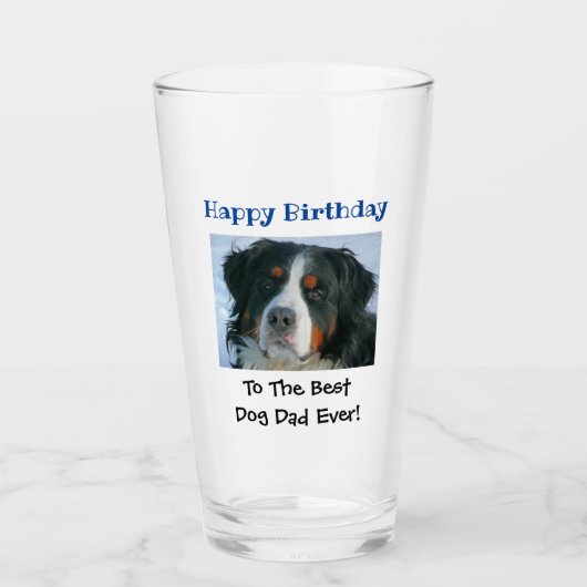 Birthday Dog Dad Best Ever Pet Photo Beer Pint Glas (Voorkant)