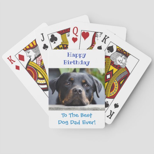 Birthday Dog Dad World's Best Ever Pet Photo Pokerkaarten (Achterkant)