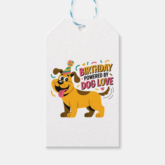 Birthday Dog Love Party Illustration Cadeaulabel (Voorkant)
