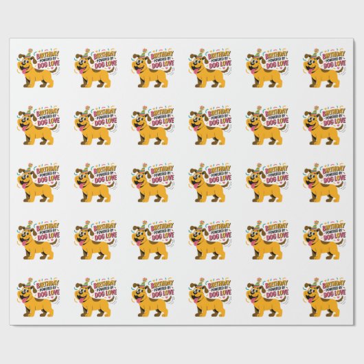 Birthday Dog Love Party Illustration Cadeaupapier (Vlak)