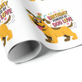 Birthday Dog Love Party Illustration Cadeaupapier (Rol Hoek)