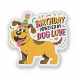 Birthday Dog Love Party Illustration Sticker