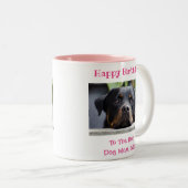 Birthday Dog Mam World's Best Ever Pet Photo Two- Tweekleurige Koffiemok (Voorkant rechts)