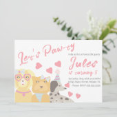 Birthday Dog Paw-ty Party Hearts Valentijns Kaart (Staand voorkant)