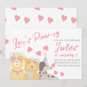 Birthday Dog Paw-ty Party Hearts Valentijns Kaart (Voorkant / Achterkant)