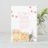 Birthday Dogs Paw-ty Party Valentijns  Uitnodiging (Staand voorkant)