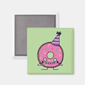 Birthday Donut roze ijsveren pet Magneet (Voorkant / Achterkant)