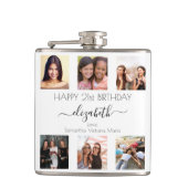 Birthday douane foto collage witte vrienden heupfles (Voorkant)