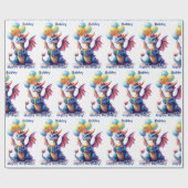 Birthday Dragon Add Name & Age Cadeaupapier (Vlak)