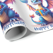 Birthday Dragon Add Name & Age Cadeaupapier (Rol Hoek)