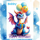 Birthday Dragon Add Name & Age of Young Boy Kaart