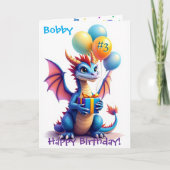 Birthday Dragon Add Name & Age of Young Boy Kaart (Voorkant)
