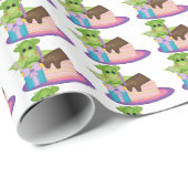 Birthday Dragon cartoon inpakpapier (Rol Hoek)