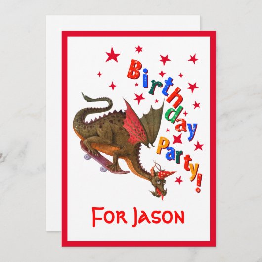 Birthday Dragon Kaart (Voorkant / Achterkant)