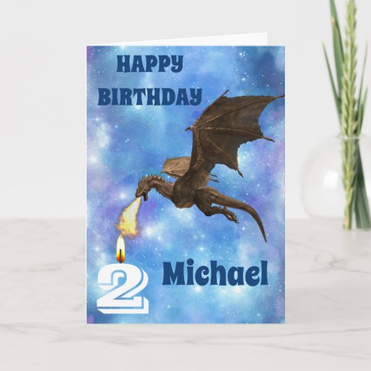 Birthday Dragon Persoonlijke naam Leeftijd Kaart (Voorkant)