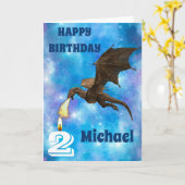 Birthday Dragon Persoonlijke naam Leeftijd Kaart (Gele Bloem)