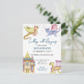 Birthday Dragon Waterverf Kaart (Staand voorkant)