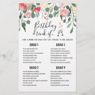 Birthday DRINK IF editable Birthday Party game