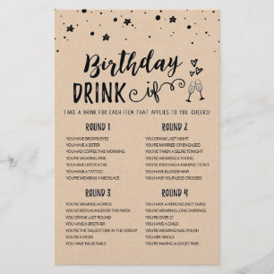 Birthday DRINK IF editable Birthday Party game