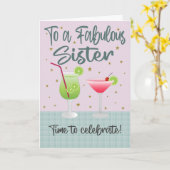 Birthday Drinks for Fabulous Sister Kaart (Gele Bloem)