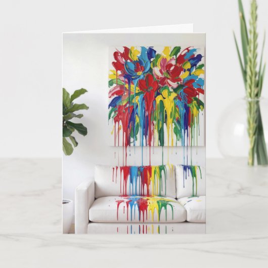 Birthday Dripping Abstract Canvas Art Kaart (Voorkant)