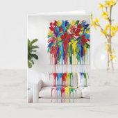 Birthday Dripping Abstract Canvas Art Kaart (Gele Bloem)