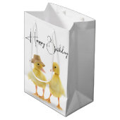 Birthday Ducking Couple Medium Cadeauzakje (Voorkant Gekanteld)
