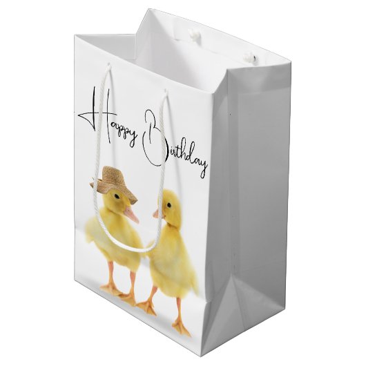 Birthday Ducking Couple Medium Cadeauzakje (Voorkant Gekanteld)