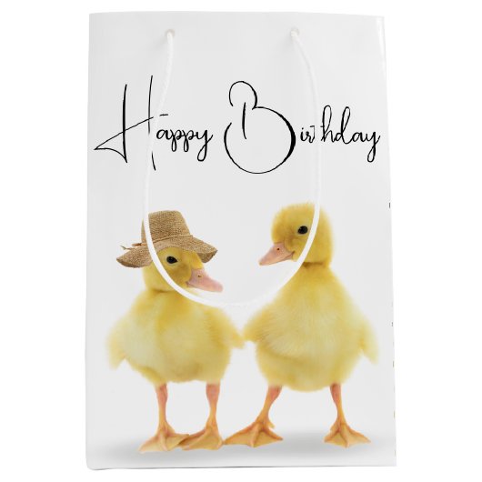 Birthday Ducking Couple Medium Cadeauzakje (Voorkant)