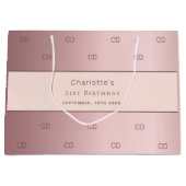 Birthday dusty roos roze monogram modern groot cadeauzakje (Voorkant)