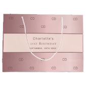 Birthday dusty roos roze monogram modern groot cadeauzakje (Achterkant)