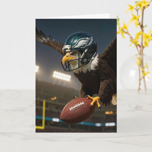 Birthday Eagle Flying With a Football Kaart (Gele Bloem)