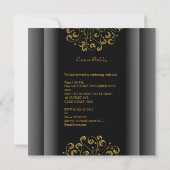 Birthday Elegant Black Silver Gold Party 50th Kaart (Achterkant)