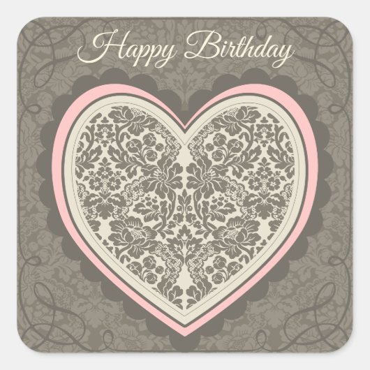 Birthday Elegant  Morris Style CC0187 Vierkante Sticker (Voorkant)