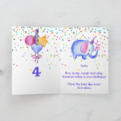 Birthday Elephant Add Name Age Cute Kinder Kaart (Binnen)