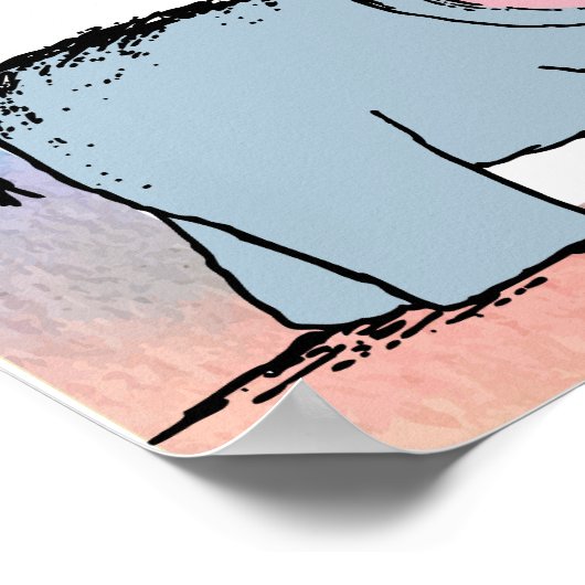 Birthday Elephant Pastel Bunch of Balloons Drawing Poster (Hoek)