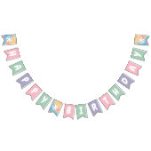 Birthday Elephant Pastel Bunch of Balloons Drawing Vlaggetjes (Alle)