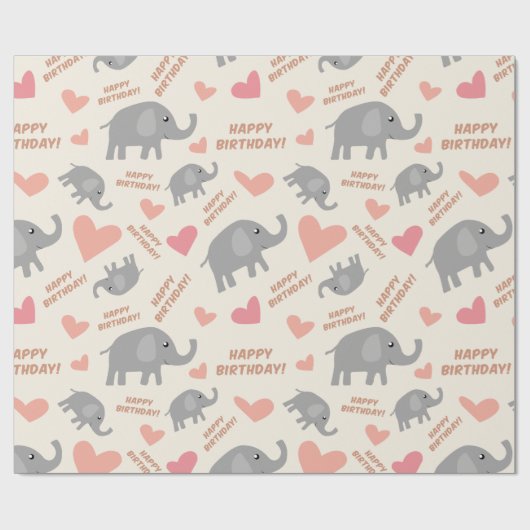 Birthday Elephants Cadeaupapier (Vlak)